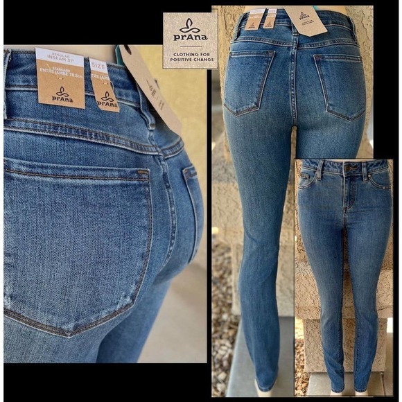PrAna Mid Rise Skinny Organic Cotton Jeans US Size 10 RG 30W x 31 INSEAM - Picture 2 of 8